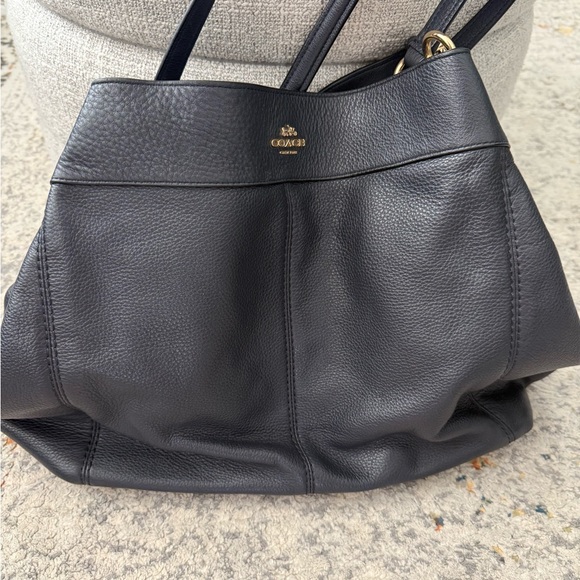 Coach Handbags - Coach Madison Pebble Leather in dark navy with gold accents